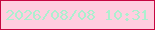 文字の大きさ：4、枠の色：c60741、背景の色：ffcedf、文字の色：acefcf 無料ブログパーツのブログ時計