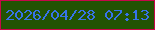 文字の大きさ：5、枠の色：c60749、背景の色：225303、文字の色：3773ea 無料ブログパーツのブログ時計