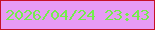 文字の大きさ：3、枠の色：c61127、背景の色：e79bf4、文字の色：74ed4d 無料ブログパーツのブログ時計