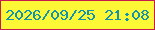 文字の大きさ：5、枠の色：c61a50、背景の色：fdf836、文字の色：0f93ae 無料ブログパーツのブログ時計