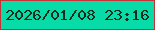 文字の大きさ：5、枠の色：c63138、背景の色：07dca9、文字の色：112b1d 無料ブログパーツのブログ時計