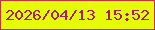 文字の大きさ：1、枠の色：c63239、背景の色：e6fb06、文字の色：a4215e 無料ブログパーツのブログ時計