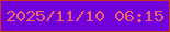 文字の大きさ：4、枠の色：c6351d、背景の色：7103da、文字の色：ee6468 無料ブログパーツのブログ時計