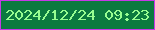 文字の大きさ：4、枠の色：c639e8、背景の色：0b7a40、文字の色：97fd91 無料ブログパーツのブログ時計