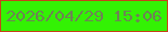 文字の大きさ：2、枠の色：c6421a、背景の色：33f204、文字の色：6d8454 無料ブログパーツのブログ時計