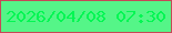 文字の大きさ：1、枠の色：c64957、背景の色：55f588、文字の色：03f653 無料ブログパーツのブログ時計