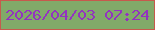 文字の大きさ：1、枠の色：c65a4d、背景の色：81aa69、文字の色：9333c0 無料ブログパーツのブログ時計
