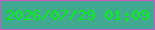 文字の大きさ：5、枠の色：c65bc8、背景の色：43a891、文字の色：08f30a 無料ブログパーツのブログ時計