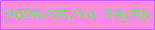 文字の大きさ：4、枠の色：c65eff、背景の色：fe8be2、文字の色：63ed67 無料ブログパーツのブログ時計