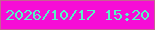 文字の大きさ：3、枠の色：c66293、背景の色：f60dd6、文字の色：57f5c6 無料ブログパーツのブログ時計