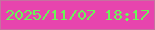 文字の大きさ：4、枠の色：c671a0、背景の色：e744ae、文字の色：6bf558 無料ブログパーツのブログ時計