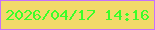 文字の大きさ：4、枠の色：c671fc、背景の色：f2da6a、文字の色：3bff29 無料ブログパーツのブログ時計
