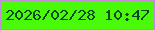 文字の大きさ：3、枠の色：c689d7、背景の色：49fb09、文字の色：03481a 無料ブログパーツのブログ時計