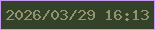 文字の大きさ：1、枠の色：c698f1、背景の色：35422a、文字の色：92946f 無料ブログパーツのブログ時計