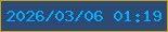 文字の大きさ：4、枠の色：c69e1a、背景の色：2c4a74、文字の色：02aeff 無料ブログパーツのブログ時計