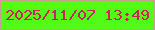 文字の大きさ：4、枠の色：c6a08d、背景の色：51fd16、文字の色：ce235a 無料ブログパーツのブログ時計