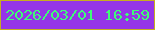 文字の大きさ：3、枠の色：c6ae20、背景の色：9535e8、文字の色：3efc77 無料ブログパーツのブログ時計