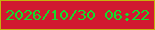 文字の大きさ：1、枠の色：c6b10d、背景の色：d11830、文字の色：14dc2d 無料ブログパーツのブログ時計