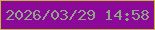 文字の大きさ：2、枠の色：c6b538、背景の色：8c0898、文字の色：90a585 無料ブログパーツのブログ時計