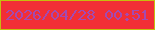 文字の大きさ：2、枠の色：c6bd0e、背景の色：f22e36、文字の色：a34ab2 無料ブログパーツのブログ時計