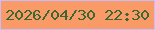 文字の大きさ：3、枠の色：c6bdff、背景の色：fa9b67、文字の色：396736 無料ブログパーツのブログ時計