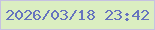 文字の大きさ：3、枠の色：c6c1e1、背景の色：dbeec1、文字の色：6674be 無料ブログパーツのブログ時計