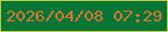 文字の大きさ：2、枠の色：c6ca40、背景の色：057535、文字の色：d67936 無料ブログパーツのブログ時計