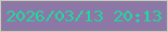 文字の大きさ：5、枠の色：c6cdb4、背景の色：8d77a7、文字の色：20d99d 無料ブログパーツのブログ時計