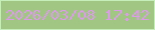 文字の大きさ：5、枠の色：c6eeba、背景の色：a1c582、文字の色：db9be6 無料ブログパーツのブログ時計