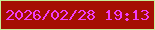 文字の大きさ：2、枠の色：c6ef96、背景の色：a50f02、文字の色：f13df9 無料ブログパーツのブログ時計