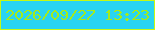 文字の大きさ：1、枠の色：c6f813、背景の色：29d4f2、文字の色：a4eb1c 無料ブログパーツのブログ時計