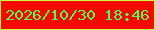 文字の大きさ：2、枠の色：c6fe39、背景の色：f40a03、文字の色：53f95b 無料ブログパーツのブログ時計