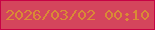 文字の大きさ：1、枠の色：c70245、背景の色：d4455c、文字の色：d98a36 無料ブログパーツのブログ時計