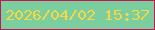文字の大きさ：5、枠の色：c71555、背景の色：7bce9d、文字の色：f9d744 無料ブログパーツのブログ時計