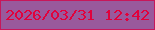 文字の大きさ：5、枠の色：c7175a、背景の色：99599c、文字の色：e1013c 無料ブログパーツのブログ時計
