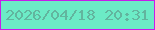 文字の大きさ：1、枠の色：c71cea、背景の色：6cebc6、文字の色：62b59e 無料ブログパーツのブログ時計