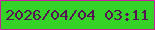 文字の大きさ：2、枠の色：c7219d、背景の色：35d327、文字の色：551356 無料ブログパーツのブログ時計
