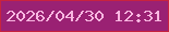 文字の大きさ：4、枠の色：c7233f、背景の色：9a2173、文字の色：f9b7e1 無料ブログパーツのブログ時計