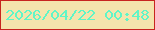 文字の大きさ：4、枠の色：c7251f、背景の色：f4e4ac、文字の色：5ff5c7 無料ブログパーツのブログ時計