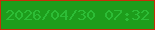 文字の大きさ：5、枠の色：c72e09、背景の色：1d9d1b、文字の色：2dbc36 無料ブログパーツのブログ時計