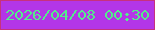 文字の大きさ：4、枠の色：c7317e、背景の色：b336e7、文字の色：54ec8c 無料ブログパーツのブログ時計
