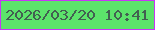 文字の大きさ：3、枠の色：c735f6、背景の色：5ce36b、文字の色：426051 無料ブログパーツのブログ時計