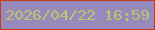 文字の大きさ：2、枠の色：c73c18、背景の色：9889bc、文字の色：bfc26e 無料ブログパーツのブログ時計