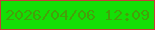 文字の大きさ：1、枠の色：c73d38、背景の色：14df06、文字の色：44a10a 無料ブログパーツのブログ時計