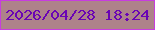 文字の大きさ：2、枠の色：c73ddf、背景の色：ae828a、文字の色：6a04b4 無料ブログパーツのブログ時計