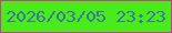 文字の大きさ：4、枠の色：c73e8c、背景の色：4aeb1a、文字の色：39799b 無料ブログパーツのブログ時計