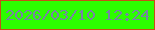 文字の大きさ：3、枠の色：c74e16、背景の色：2cfd00、文字の色：7783a5 無料ブログパーツのブログ時計