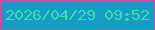 文字の大きさ：4、枠の色：c752a3、背景の色：189cc3、文字の色：37dfb0 無料ブログパーツのブログ時計