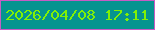 文字の大きさ：4、枠の色：c75cc4、背景の色：06948f、文字の色：81f105 無料ブログパーツのブログ時計