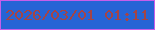 文字の大きさ：3、枠の色：c75eea、背景の色：2664d5、文字の色：a54446 無料ブログパーツのブログ時計